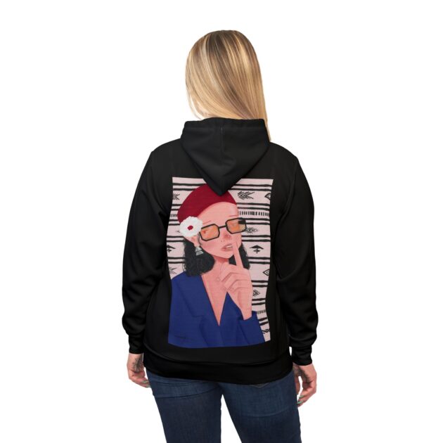 Graphic Athletic Hoodie — Retro Thoughtful Woman Illustration (AOP)
